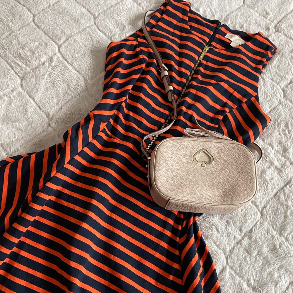 MICHAEL Michael Kors orange and navy striped dress
